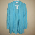 J. Jill Love Linen Open Cardigan Island Blue Beachy Coastal, Medium by Vanessa Jane