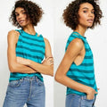 We the Free Womens Striped Twist Tank Top, Medium Jungle Teal by Vanessa Jane