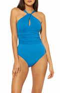 Bleu Rod Beattie High-Neck Keyhole One-Piece Swimsuit, Size 4 by Vanessa Jane