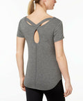 Ideology Womens Criss-Cross Back Active Wear T-Shirt by Vanessa Jane