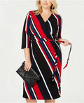 I.n.c. Women's Plus Size Striped Faux-Wrap Dress by Vanessa Jane