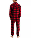 Family Pajamas Mens Matching 1-Piece Red Check Printed Pajamas by Vanessa Jane