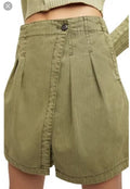 Free People Womens Olive Layered Front Shorts, Size 2 – Green by Vanessa Jane