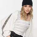 Free People Maggie Embroidered Long Sleeve Top in Ivory, Size Large by Vanessa Jane