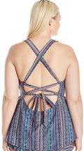 Jessica Simpson Womens Plus Size Dusty Road Denim-Inspired Cross Back Tankini,OX by Vanessa Jane