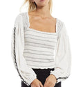Free People Maggie Embroidered Long Sleeve Top in Ivory, Size Large by Vanessa Jane