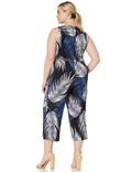 Karen Kane Womens Plus Size Tie-Front Jumpsuit 2X Print by Vanessa Jane