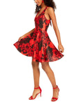 City Studio Dress Red Junior a-Line Satin Floral, Size 1 by Vanessa Jane