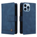 Zipper PU Leather Magnetic Wallet Case for iPhone 17 Pro Max Air 16 15 14 13 12 Black by Merch Section