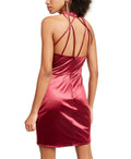 Crystal Doll Junior's Strappy Satin Halter Dress Wine Size 13 by Vanessa Jane
