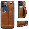 Leather Wallet Case with Kickstand for iPhone 15 14 13 12 Plus Pro Max Black by Merch Section