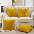VAKADO Yellow Corduroy Couch Throw Pillow Covers 16x16 Set of 4 by Deal US