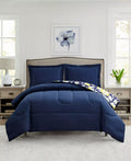 Mytex Aster Floral 2-PC. Reversible Twin Comforter Set, Navy/Yellow by Vanessa Jane