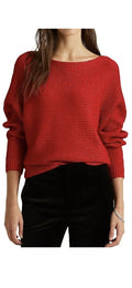 Ralph Lauren Womens Dolman-Sleeve Boatneck Metallic Sweater by Vanessa Jane