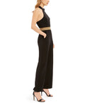 Teeze Me Juniors' Glitter-Waist Jumpsuit Black, Size 3 by Vanessa Jane