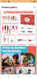Fishing Advent Calendar 2025 Fishing Lures Kit Red Fish Shape 13.98in by Deal US