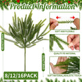 16 Pcs Norfolk Pine Branch 18in Artificial Christmas Green Plastic by Deal US