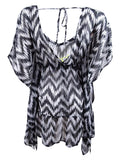 Miken Womens Embroidered V-Back Ruffled Tunic Dress Swim Cover-Up , Medium by Vanessa Jane
