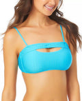 California Waves Juniors Solid Textured Peek-a-Boo Bikini Top by Vanessa Jane