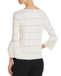 Avec Women's Pointelle Bell Sleeve Top, White, Size Large by Vanessa Jane