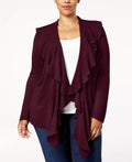 Karen Scott Womens Plus Ruffled Shawl Collar Cardigan Sweater, Size 1X by Vanessa Jane