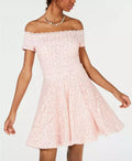 B Darlin Juniors Off-the-Shoulder Lace Dress, Blush, Size 11/12 by Vanessa Jane