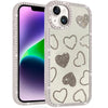 Rhinestone Hearts Bling Trim Case for iPhone 13 14 with Tempered Glass