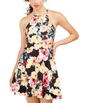 Speechless Women's Floral Halter Short Fit Flare Dress, Size 9 by Vanessa Jane