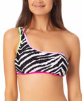 California Waves Juniors Animal Printed Asymmetric Bikini Top, Size Small by Vanessa Jane