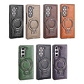 Luxury Leather Magnetic Case with Stand for Samsung Galaxy Z Fold 7/6/5/4/3 Black by Merch Section