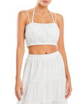 Aqua Womens All-over Swiss Dot Cropped Top by Vanessa Jane