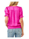 Vince Camuto Women’s Puff-Shoulder Smocked-Hem Neck Top by Vanessa Jane