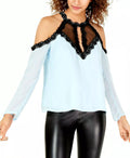 Xoxo Juniors Illusion Lace-Trim Cold-Shoulder Top by Vanessa Jane