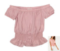 Ultra Flirt Juniors Smocked Lace-up Off-the-Shoulder Blouse, Small by Vanessa Jane