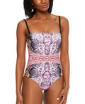 Bar III Multi Mixed Messages Printed One-Piece Swimsuit, Us Small by Vanessa Jane