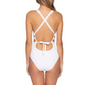 Becca 269094 Womens Color Code Plunge One-Piece Swimsuit, White, Size Large by Vanessa Jane