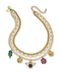 Thalia Sodi Gold-Tone Crystal, Imitation Pearl Bee Multi-Charm Layered Necklace by Vanessa Jane