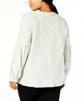 Style & Co Women's Plus Size French Terry Bishop-Sleeve Top,Size 0X by Vanessa Jane