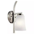 KICHLER Tao 1-Light Brushed Nickel Bathroom Indoor Wall Sconce w/ Frosted Glass by Vanessa Jane
