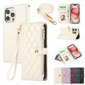 Zipper Leather Wallet Crossbody Case for iPhone 16 Pro Max 16e 15 14 13 12 by Merch Section