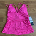 La Blanca Island Goddess Twist Tie Back Tankini Top - Pop Pink, Size 10 by Vanessa Jane