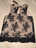Francesca's Miami Floral Blouse Sleeveless Overlay Poly Lace, Size Large by Vanessa Jane