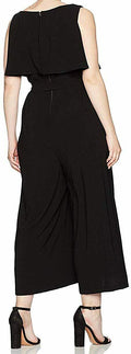 Julian Taylor Women's Solid Belted Jumpsuit, Black, Size 16 by Vanessa Jane