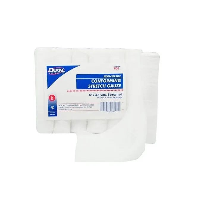 Non-Sterile Conforming Stretch Gauze Bandage Roll, 6-inch (6 Rolls) by Pasteur Pharmacy