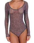 Steve Madden Womens Long-Sleeve Mesh Bodysuit SM11841 by Vanessa Jane