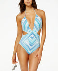 Bar III Crystal Plunge Cutout Monokini One-Piece Swimsuit, Size Small by Vanessa Jane