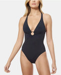Bleu by Rod Womens Plunge Halter One-Piece Swimsuit by Vanessa Jane
