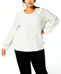 Style & Co Women's Plus Size French Terry Bishop-Sleeve Top,Size 0X by Vanessa Jane