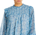 Aqua Smocked Floral Print Top, Size Small by Vanessa Jane