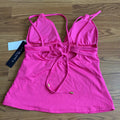 La Blanca Island Goddess Twist Tie Back Tankini Top - Pop Pink, Size 10 by Vanessa Jane